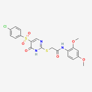 2-[[5-(4-chlorophenyl)sulfonyl-6-oxo-1H-pyrimidin-2-yl]sulfanyl]-N-(2,4-dimethoxyphenyl)acetamide