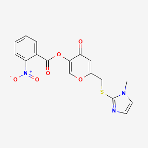 6-(((1-methyl-1H-imidazol-2-yl)thio)methyl)-4-oxo-4H-pyran-3-yl 2-nitrobenzoate