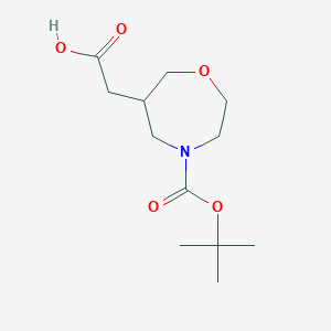 molecular formula C12H21NO5 B2413753 2-[4-[(2-Methylpropan-2-yl)oxycarbonyl]-1,4-oxazepan-6-yl]acetic acid CAS No. 2418669-31-3