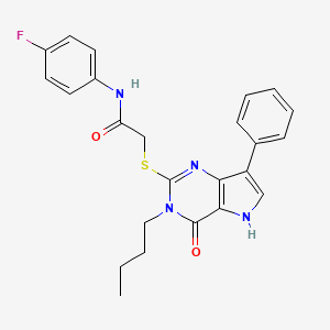 2-((3-butyl-4-oxo-7-phenyl-4,5-dihydro-3H-pyrrolo[3,2-d]pyrimidin-2-yl)thio)-N-(4-fluorophenyl)acetamide