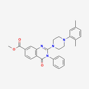 molecular formula C28H28N4O3 B2413759 methyl 2-[4-(2,5-dimethylphenyl)piperazin-1-yl]-4-oxo-3-phenyl-3,4-dihydroquinazoline-7-carboxylate CAS No. 1251623-76-3