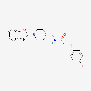 molecular formula C21H22FN3O2S B2413764 N-((1-(benzo[d]oxazol-2-yl)piperidin-4-yl)methyl)-2-((4-fluorophenyl)thio)acetamide CAS No. 1797285-67-6