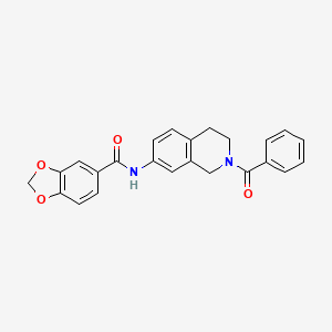 molecular formula C24H20N2O4 B2413767 N-(2-benzoyl-1,2,3,4-tetrahydroisoquinolin-7-yl)benzo[d][1,3]dioxole-5-carboxamide CAS No. 955718-37-3