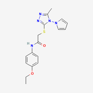 molecular formula C17H19N5O2S B2413774 N-(4-ethoxyphenyl)-2-{[5-methyl-4-(1H-pyrrol-1-yl)-4H-1,2,4-triazol-3-yl]sulfanyl}acetamide CAS No. 896286-68-3