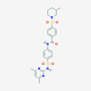 molecular formula C25H29N5O5S2 B2413776 N-(4-(N-(4,6-dimethylpyrimidin-2-yl)sulfamoyl)phenyl)-4-((3-methylpiperidin-1-yl)sulfonyl)benzamide CAS No. 899361-94-5