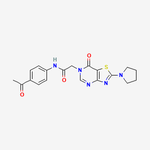 molecular formula C19H19N5O3S B2413844 N-(4-acetylphenyl)-2-(7-oxo-2-(pyrrolidin-1-yl)thiazolo[4,5-d]pyrimidin-6(7H)-yl)acetamide CAS No. 1223929-14-3