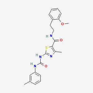 molecular formula C22H24N4O3S B2413873 N-(2-methoxyphenethyl)-4-methyl-2-(3-(m-tolyl)ureido)thiazole-5-carboxamide CAS No. 941975-00-4
