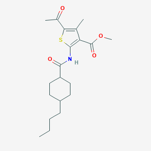 molecular formula C20H29NO4S B241388 methyl 5-acetyl-2-{[(4-butylcyclohexyl)carbonyl]amino}-4-methylthiophene-3-carboxylate 
