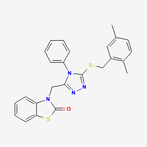 molecular formula C25H22N4OS2 B2413979 3-((5-((2,5-dimethylbenzyl)thio)-4-phenyl-4H-1,2,4-triazol-3-yl)methyl)benzo[d]thiazol-2(3H)-one CAS No. 847402-25-9