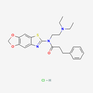 molecular formula C23H28ClN3O3S B2414014 N-[2-(diethylamino)ethyl]-N-([1,3]dioxolo[4,5-f][1,3]benzothiazol-6-yl)-3-phenylpropanamide;hydrochloride CAS No. 1189721-24-1