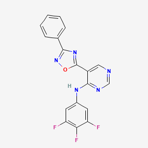 5-(3-phenyl-1,2,4-oxadiazol-5-yl)-N-(3,4,5-trifluorophenyl)pyrimidin-4-amine