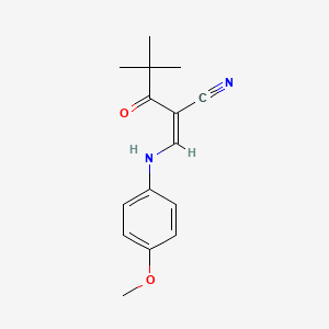 2-(2,2-Dimethylpropanoyl)-3-((4-methoxyphenyl)amino)prop-2-enenitrile
