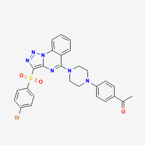 molecular formula C27H23BrN6O3S B2414034 1-(4-{4-[3-(4-bromobenzenesulfonyl)-[1,2,3]triazolo[1,5-a]quinazolin-5-yl]piperazin-1-yl}phenyl)ethan-1-one CAS No. 899348-67-5