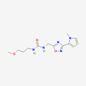 molecular formula C13H19N5O3 B2414036 1-(3-methoxypropyl)-3-((3-(1-methyl-1H-pyrrol-2-yl)-1,2,4-oxadiazol-5-yl)methyl)urea CAS No. 2034509-04-9