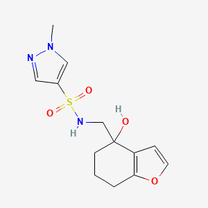 molecular formula C13H17N3O4S B2414038 N-((4-hydroxy-4,5,6,7-tetrahydrobenzofuran-4-yl)methyl)-1-methyl-1H-pyrazole-4-sulfonamide CAS No. 2310155-39-4