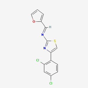 molecular formula C14H8Cl2N2OS B2414061 N-[4-(2,4-dichlorophenyl)-1,3-thiazol-2-yl]-N-[(E)-2-furylmethylidene]amine CAS No. 866048-98-8