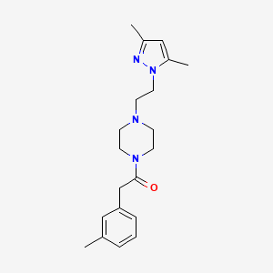 molecular formula C20H28N4O B2414073 1-(4-(2-(3,5-dimethyl-1H-pyrazol-1-yl)ethyl)piperazin-1-yl)-2-(m-tolyl)ethanone CAS No. 1286726-08-6