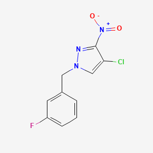 molecular formula C10H7ClFN3O2 B2414095 4-chloro-1-(3-fluorobenzyl)-3-nitro-1H-pyrazole CAS No. 957299-26-2