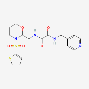 molecular formula C17H20N4O5S2 B2414120 N1-(pyridin-4-ylmethyl)-N2-((3-(thiophen-2-ylsulfonyl)-1,3-oxazinan-2-yl)methyl)oxalamide CAS No. 869072-13-9