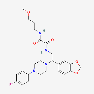 molecular formula C25H31FN4O5 B2414189 N1-(2-(benzo[d][1,3]dioxol-5-yl)-2-(4-(4-fluorophenyl)piperazin-1-yl)ethyl)-N2-(3-methoxypropyl)oxalamide CAS No. 896361-99-2