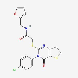 2-[[3-(4-chlorophenyl)-4-oxo-6,7-dihydrothieno[3,2-d]pyrimidin-2-yl]sulfanyl]-N-(furan-2-ylmethyl)acetamide