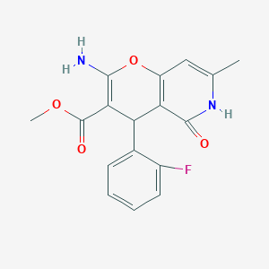 molecular formula C17H15FN2O4 B2414238 methyl 2-amino-4-(2-fluorophenyl)-7-methyl-5-oxo-5,6-dihydro-4H-pyrano[3,2-c]pyridine-3-carboxylate CAS No. 883488-81-1