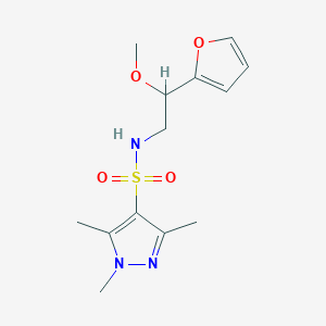 molecular formula C13H19N3O4S B2414265 N-(2-(furan-2-yl)-2-methoxyethyl)-1,3,5-trimethyl-1H-pyrazole-4-sulfonamide CAS No. 1788848-50-9