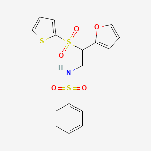 molecular formula C16H15NO5S3 B2414304 N-[2-(2-furyl)-2-(2-thienylsulfonyl)ethyl]benzenesulfonamide CAS No. 877817-00-0