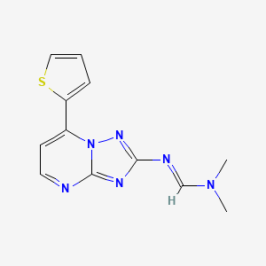 molecular formula C12H12N6S B2414318 N,N-dimethyl-N'-(7-thiophen-2-yl-[1,2,4]triazolo[1,5-a]pyrimidin-2-yl)methanimidamide CAS No. 303145-94-0
