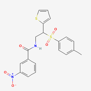 molecular formula C20H18N2O5S2 B2414328 N-[2-(4-methylbenzenesulfonyl)-2-(thiophen-2-yl)ethyl]-3-nitrobenzamide CAS No. 896340-75-3