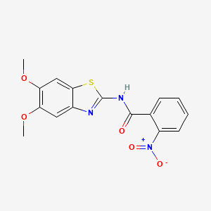 molecular formula C16H13N3O5S B2414376 N-(5,6-dimethoxy-1,3-benzothiazol-2-yl)-2-nitrobenzamide CAS No. 895440-80-9