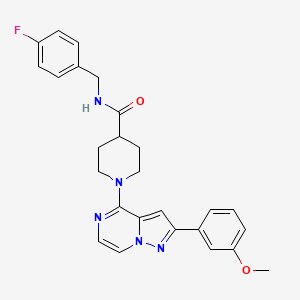 molecular formula C26H26FN5O2 B2414377 N-[(4-fluorophenyl)methyl]-1-[2-(3-methoxyphenyl)pyrazolo[1,5-a]pyrazin-4-yl]piperidine-4-carboxamide CAS No. 1189957-79-6