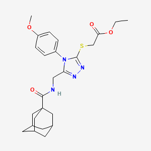 molecular formula C25H32N4O4S B2414392 ethyl 2-[(5-{[(adamantan-1-yl)formamido]methyl}-4-(4-methoxyphenyl)-4H-1,2,4-triazol-3-yl)sulfanyl]acetate CAS No. 476452-53-6
