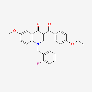 molecular formula C26H22FNO4 B2414426 3-(4-ethoxybenzoyl)-1-[(2-fluorophenyl)methyl]-6-methoxy-1,4-dihydroquinolin-4-one CAS No. 872198-11-3