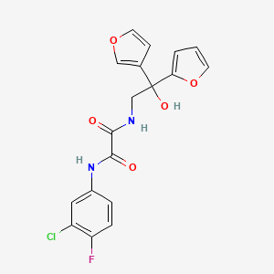 molecular formula C18H14ClFN2O5 B2414427 N1-(3-chloro-4-fluorophenyl)-N2-(2-(furan-2-yl)-2-(furan-3-yl)-2-hydroxyethyl)oxalamide CAS No. 2034482-38-5