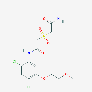 molecular formula C14H18Cl2N2O6S B2414437 2-({2-[2,4-dichloro-5-(2-methoxyethoxy)anilino]-2-oxoethyl}sulfonyl)-N-methylacetamide CAS No. 341964-84-9