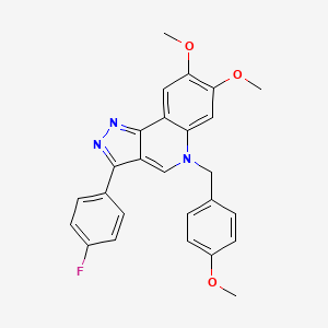 molecular formula C26H22FN3O3 B2414456 3-(4-fluorophenyl)-7,8-dimethoxy-5-[(4-methoxyphenyl)methyl]-5H-pyrazolo[4,3-c]quinoline CAS No. 866728-91-8