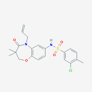 molecular formula C21H23ClN2O4S B2414489 N-(5-allyl-3,3-dimethyl-4-oxo-2,3,4,5-tetrahydrobenzo[b][1,4]oxazepin-7-yl)-3-chloro-4-methylbenzenesulfonamide CAS No. 922078-34-0