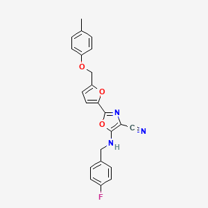 5-((4-Fluorobenzyl)amino)-2-(5-((p-tolyloxy)methyl)furan-2-yl)oxazole-4-carbonitrile