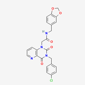 molecular formula C24H19ClN4O5 B2414546 N-(1,3-benzodioxol-5-ylmethyl)-2-[3-(4-chlorobenzyl)-2,4-dioxo-3,4-dihydropyrido[3,2-d]pyrimidin-1(2H)-yl]acetamide CAS No. 923192-32-9