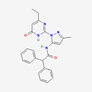 molecular formula C24H23N5O2 B2414549 N-(1-(4-ethyl-6-oxo-1,6-dihydropyrimidin-2-yl)-3-methyl-1H-pyrazol-5-yl)-2,2-diphenylacetamide CAS No. 1003964-81-5