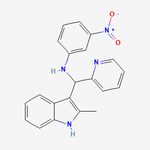 molecular formula C21H18N4O2 B2414554 N-((2-methyl-1H-indol-3-yl)(pyridin-2-yl)methyl)-3-nitroaniline CAS No. 457650-96-3