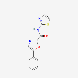 molecular formula C14H11N3O2S B2414595 N-(4-methylthiazol-2-yl)-5-phenyloxazole-2-carboxamide CAS No. 955702-29-1