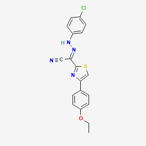 molecular formula C19H15ClN4OS B2414596 (2E)-N-(4-chloroanilino)-4-(4-ethoxyphenyl)-1,3-thiazole-2-carboximidoyl cyanide CAS No. 477190-45-7