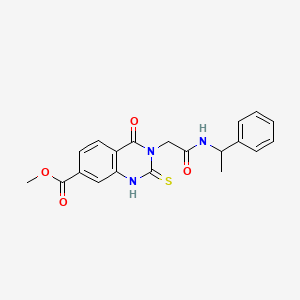 molecular formula C20H19N3O4S B2414600 Methyl 4-oxo-3-(2-oxo-2-((1-phenylethyl)amino)ethyl)-2-thioxo-1,2,3,4-tetrahydroquinazoline-7-carboxylate CAS No. 946353-32-8