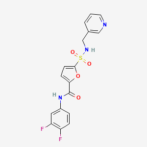 molecular formula C17H13F2N3O4S B2414616 N-(3,4-二氟苯基)-5-(N-(吡啶-3-基甲基)磺酰胺基)呋喃-2-甲酰胺 CAS No. 1171495-86-5