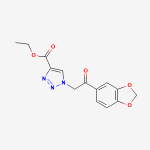 molecular formula C14H13N3O5 B2414631 ethyl 1-[2-(1,3-benzodioxol-5-yl)-2-oxoethyl]-1H-1,2,3-triazole-4-carboxylate CAS No. 2108836-47-9