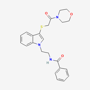 molecular formula C23H25N3O3S B2414640 N-[2-(3-{[2-(morpholin-4-yl)-2-oxoethyl]sulfanyl}-1H-indol-1-yl)ethyl]benzamide CAS No. 532969-59-8