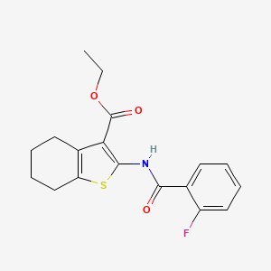molecular formula C18H18FNO3S B2414665 Ethyl 2-[(2-fluorobenzoyl)amino]-4,5,6,7-tetrahydro-1-benzothiophene-3-carboxylate CAS No. 307342-15-0
