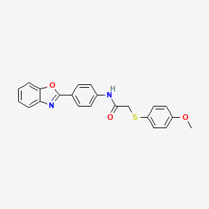 molecular formula C22H18N2O3S B2414674 N-(4-(benzo[d]oxazol-2-yl)phenyl)-2-((4-methoxyphenyl)thio)acetamide CAS No. 941907-65-9
